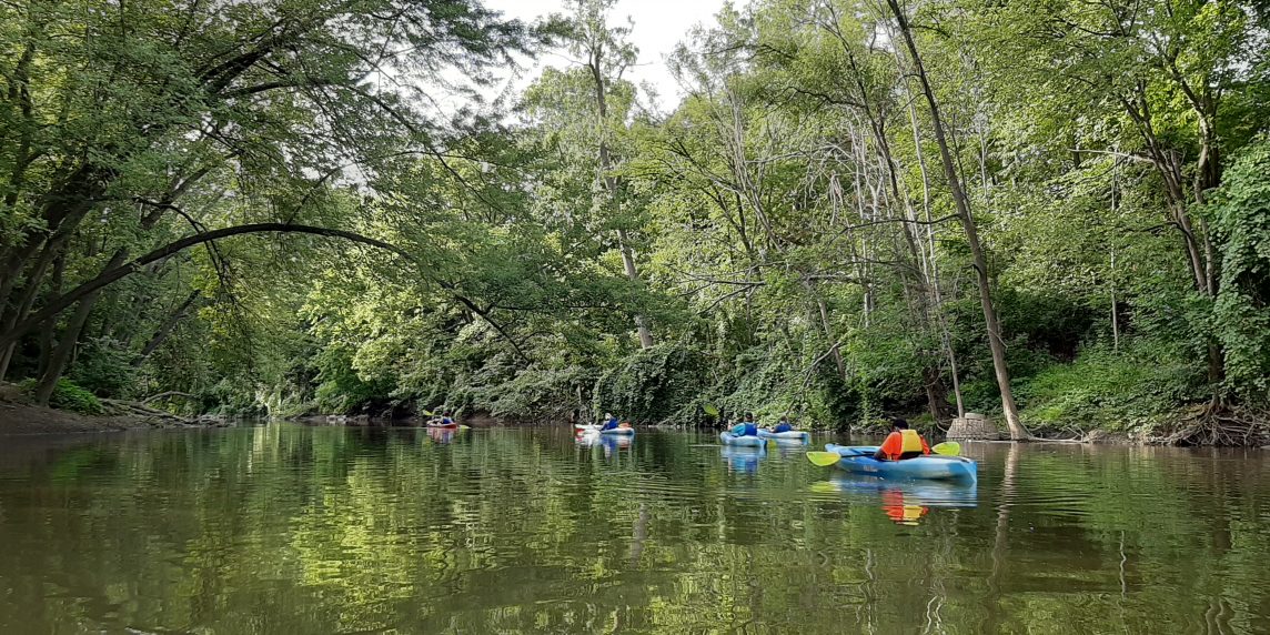 Kayaks on the Flint River through Mott Park Rec Area